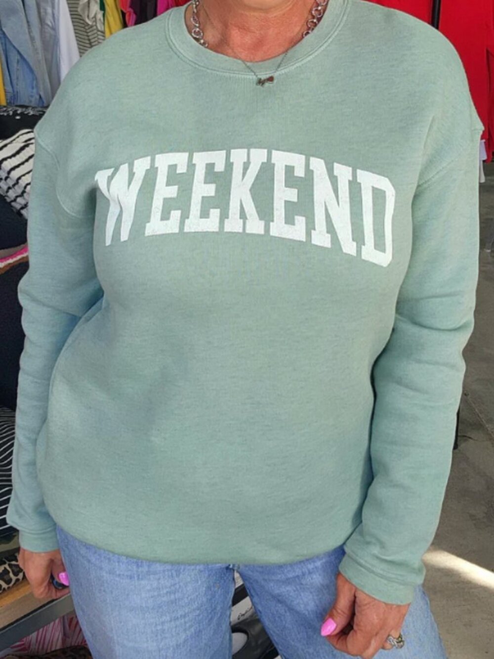 NWOT Weekend Graphic Sweatshirt Size Large Dark Sage